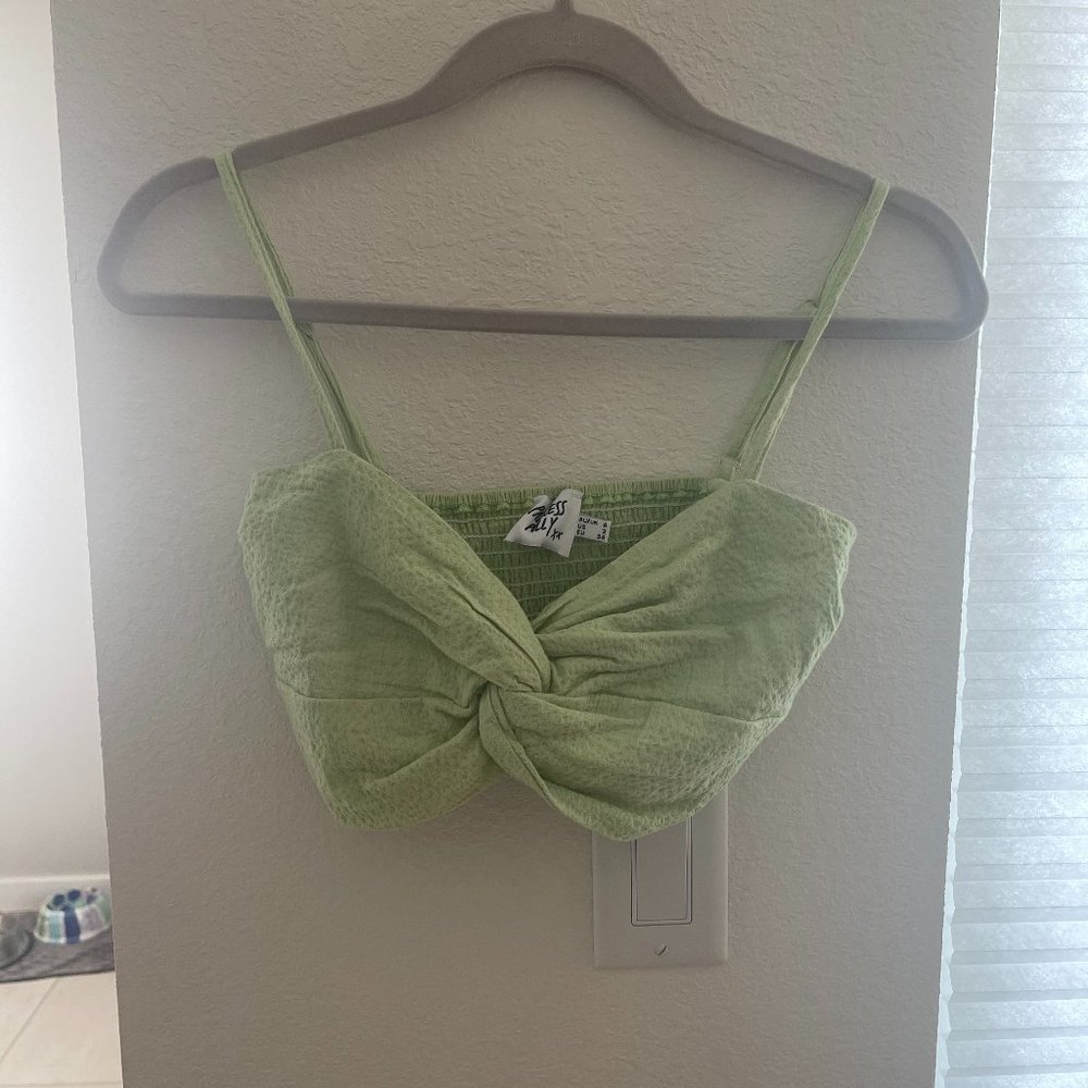 Princess Polly green cropped spaghetti strap top